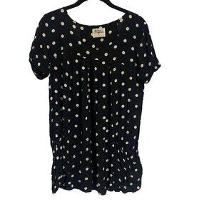 Anthro Holding Horses Black White Polka Dot Tunic Top With Pockets‎ Size S